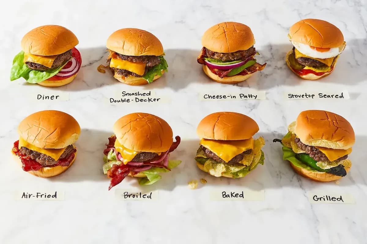 Different meat by preparation in burgers